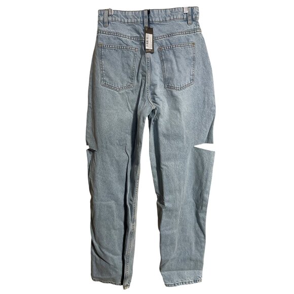 PrettyLittleThing Womens Light Blue Wash Thigh Split Boyfriend Jeans UK8 US4 - Picture 2 of 8